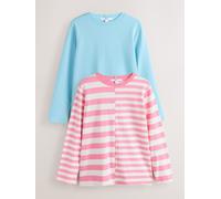Next Blue/Pink Stripe Heavyweight Long Sleeve Crew Neck T-Shirts 2 Pack