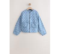 Next Blue Quilted Floral Print Denim Jacket