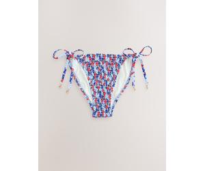 Next Blue/Red Ditsy Floral Shirred Tie Side Bikini Bottoms