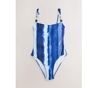 Next Blue Tiedye Stripe Beaded Strap Tummy Control Swimsuit