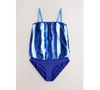 Next Blue Tiedye Stripe Print Blouson Shaping Swimsuit