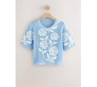 Next Pull-over bleu clair / blanc, Taille S