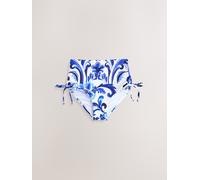 Next Blue/White Floral High Waist Ruched Bikini Bottoms