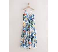 Next Blue/White Lemon Print Palm Volume Maxi Dress Blue/White Lemon Print EU 34 (UK 6)