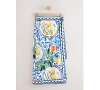 Next Blue/White Lemon Print Summer Wrap Midi Skirt Blue/White EU 36 (UK 8)