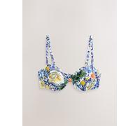 Next Blue/White Sardine Print Lemon Non Padded Wired Bikini Top