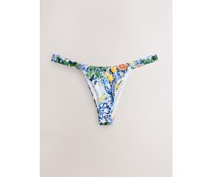 Next Blue/White Sardine Print Lemon Tanga Bikini Bottoms
