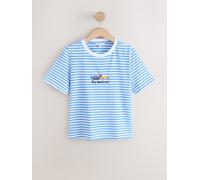 Next Blue/White Stripe Embellished Sardine Short Sleeve Crew Neck T-Shirt
