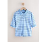 Next Blue/White Stripe TENCEL Lyocell Fitted Ribbed Collar Top