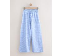 Next Blue/White Textured Gingham Wide Leg Trousers