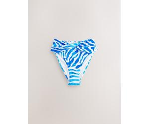 Next Blue/White Zebra High Waist High Leg Bikini Bottoms
