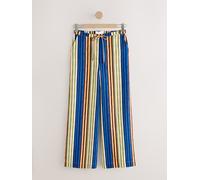 Next Blue/Yellow Stripe Linen Blend Wide Leg Trousers