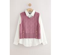 Next Blush Pink Knitted Tank Shirt Layer With Button Detail