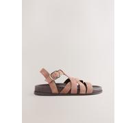 Next Blush Pink Suede Cross Strap Footbed Sandals
