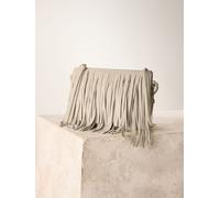 Next Bone Leather Fringe Cross Body Bag
