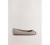 Next Bone Round Toe Leather Ballerina Shoes Bone EU 37 W (UK 4)