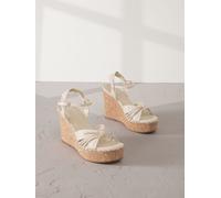 Next Bone Signature Premium Leather Round Toe Twist Detail High Wedges