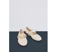 Next Bone Standard Fit Premium Leather With Motionflex Ruched Mary Jane Shoes Bone EU 41 (UK 7)