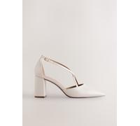 Next Bone Standard/Wide Fit Forever Comfort Cross Strap Block Heel Shoes Bone EU 40 W (UK 6.5)