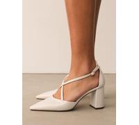 Next Bone Standard/Wide Fit Forever Comfort Cross Strap Block Heel Shoes Bone eu37