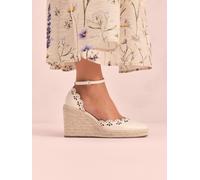 Next Bone Tabitha Simmons x Next Rosa Leather Laser Cut Detail Espadrille Wedges Bone EU 41 (UK 7)