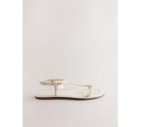 Next Bone White Leather Forever Comfort Charm Detail Sandals