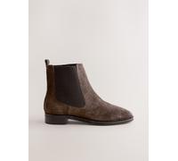 Next Chocolate Brown Suede Embossed Standard/Wide Fit Forever Comfort Chelsea Ankle Boots