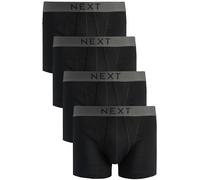 NEXT Boxers Homme A-Front 100% Coton - Coupe Confortable avec Ceinture Élastique (Lot de 4) Noir L
