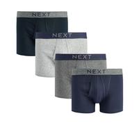 Next Boxers Homme A-Front 100% Coton - Coupe Confortable avec Ceinture Élastique (Lot de 4) Gris/Bleu Marine M