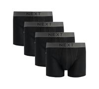 NEXT Boxers Homme A-Front 100% Coton - Coupe Confortable avec Ceinture Élastique (Lot de 4) Noir XL