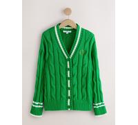 Next Bright Green Tipped Cotton Cable Knit V-Neck Cardigan