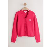 Next Bright Pink Heart Embroidery Supersoft Knitted Slim V-Neck Cardigan