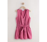 Next Bright Pink/Red Belted Summer Playsuit