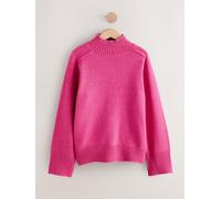 Next Bright Pink Stand Neck Chunky Knit Jumper With Wool