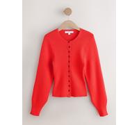 Next Bright Red Ribbed Volume Sleeve Knitted Cardigan
