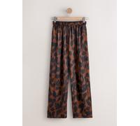 Next Brown Animal Print Satin Crinkle Wide Leg Trousers