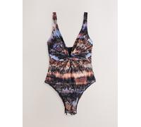 Next Brown/Blue Animal Plunge Tummy Control Swimsuit