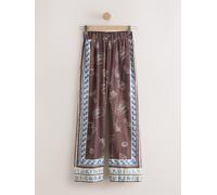 Next Brown/Blue Greek Print Lightweight Pull On Wide Leg Trousers