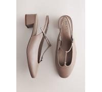 Next Brown Forever Comfort Leather Slingback Block Heels Brown EU 37 (UK 4)