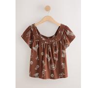 Next Brown Greek Vase Print Short Sleeved Square Neck Top