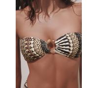 Next Brown Multi Animal Hardware Bandeau Bikini Top