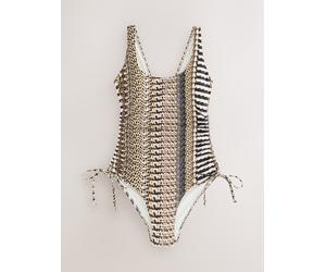 Next Brown Multi Animal Ruched Tummy Control Scoop Swimsuit