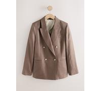 Next Brown N. Premium Linen Double Breasted Blazer
