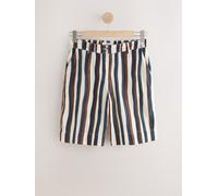 Next Brown/Navy Blue Stripe Linen Blend Bermuda Shorts Brown/Navy Blue Stripe EU 40 (UK 10 Long)