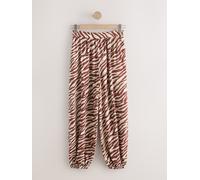 Next Brown/Neutral Zebra Balloon Trousers with Linen