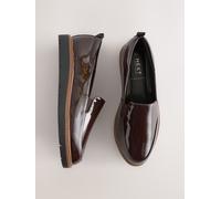 Next Brown Patent Extra Wide Fit Forever Comfort Slip On Clean Chunky Sole Loafers Brown Patent EU 40 XW (UK 6.5)