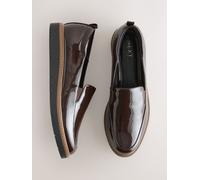 Next Brown Patent Standard/Wide Fit Forever Comfort Slip On Clean Chunky Sole Loafers Brown Patent EU 42 (UK 8)