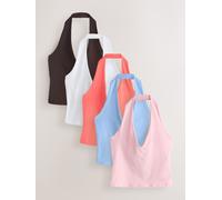 Next Brown/Pink/Coral/Blue/White Halter Neck Tops 5 Pack