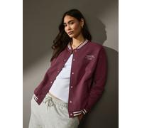 Next Burgundy Red Chicago Slogan Back Graphic Baseball Letterman Varsity Jacket