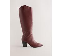 Next Burgundy Red Forever Comfort Western Block Heel Knee High Boots